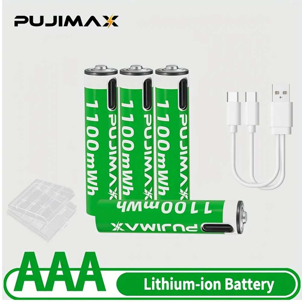 PUJIMAX AAA 1.5V 1100mWh Type-C Rechargeable Lithium Battery Fast charging For Camera Remote Control Microphone Toy Keyboard
PUJIMAX AAA 1.5V 1100mWh Type-C Rechargeable Lithium Battery Fast charging For Camera Remote Control Microphone Toy Keyboard