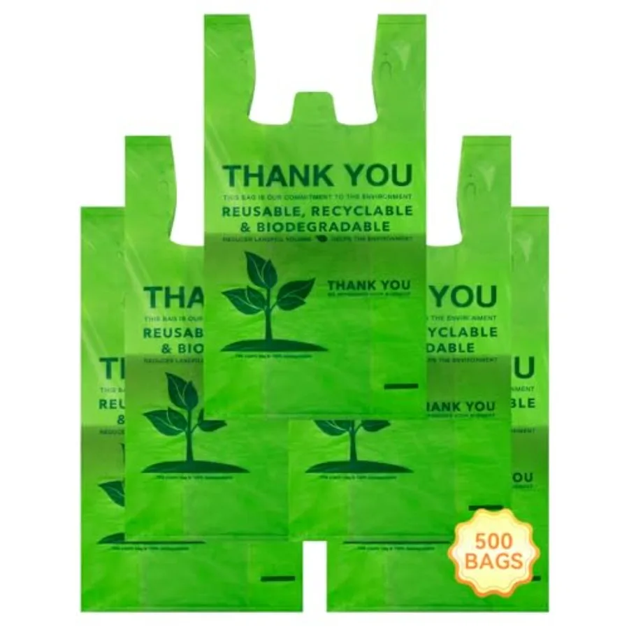 500 Count Biodegradable T-Shirt Bags, Compostable Thank You Grocery Bags, Eco Friendly Plastic Shopping Bags, 11.5 x 6.25 x 21
500 Count Biodegradable T-Shirt Bags, Compostable Thank You Grocery Bags, Eco Friendly Plastic Shopping Bags, 11.5 x 6.25 x 21