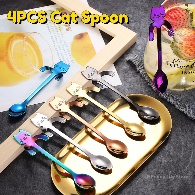 4PCS Cute Cat Spoon Set 304 Stainless Steel Coffee Spoon Long handle Teaspoon Tableware Set Bar Tool Dishwasher safe Party Gift
4PCS Cute Cat Spoon Set 304 Stainless Steel Coffee Spoon Long handle Teaspoon Tableware Set Bar Tool Dishwasher safe Party Gift