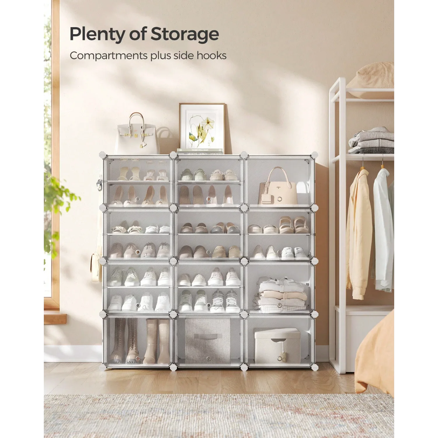 SONGMICS Shoe Rack, 12 Cubes Shoe Organizer With Doors, 48 Pair Plastic Shoe Storage Cabinet, For Bedroom, Entryway, Steel Frame
SONGMICS Shoe Rack, 12 Cubes Shoe Organizer With Doors, 48 Pair Plastic Shoe Storage Cabinet, For Bedroom, Entryway, Steel Frame