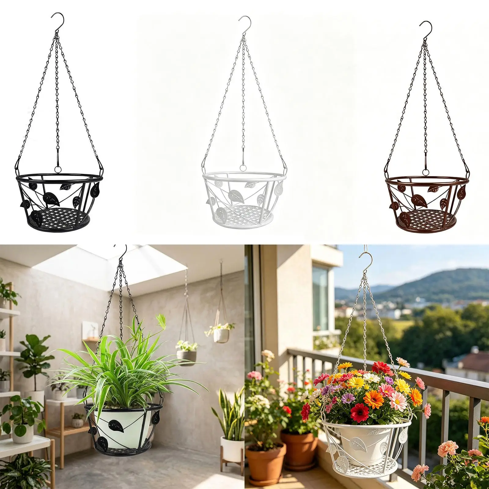 Decorative Iron Hanging Plant Basket Flowerpot Planter with Chain Modern Wall Hanging for Home Patio Porch
Decorative Iron Hanging Plant Basket Flowerpot Planter with Chain Modern Wall Hanging for Home Patio Porch
