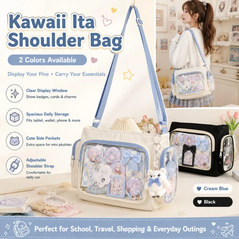 Back To School Preppy Ita Messenger Bag Transparent Display Canvas Shoulder Bag Large Capacity School Bag Anime Fans Tote Bag
Back To School Preppy Ita Messenger Bag Transparent Display Canvas Shoulder Bag Large Capacity School Bag Anime Fans Tote Bag