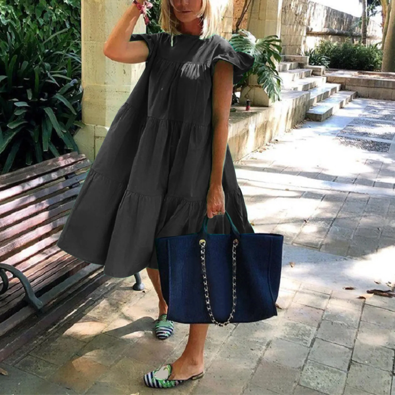 Summer Fashion Loose Mini Dress Women Solid Round Neck Short Sleeve Ruffles Dress Casual Beach Mini Dresses Holiday Vestidos
Summer Fashion Loose Mini Dress Women Solid Round Neck Short Sleeve Ruffles Dress Casual Beach Mini Dresses Holiday Vestidos