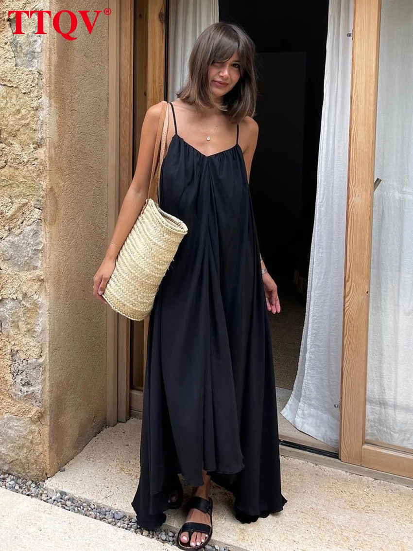 TTQV Summer Loose Black Women'S Dress 2023 Fashion Strap Sleeveless Ankle-Length Dresses Elegant Backless Female Sundress
TTQV Summer Loose Black Women'S Dress 2023 Fashion Strap Sleeveless Ankle-Length Dresses Elegant Backless Female Sundress