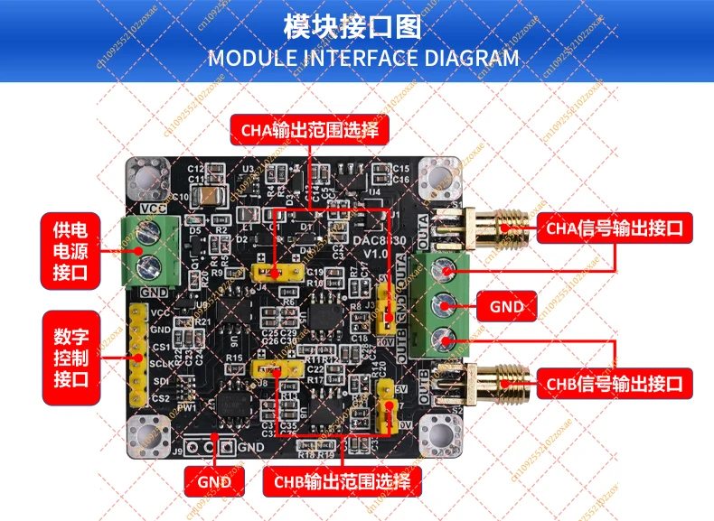 DAC8830 Dual Channel DAC Module, 16 Bit Digital to Analog Converter, 0-5V 0-10V ±10V Output
DAC8830 Dual Channel DAC Module, 16 Bit Digital to Analog Converter, 0-5V 0-10V ±10V Output
