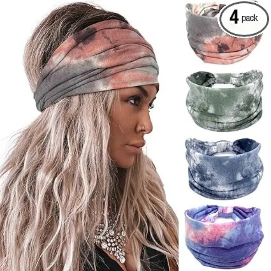 Wide Headbands Knotted Turban Head Wraps Elastic Non Slip Hairbands Tie Dye Workout Head Bands Yoga Hair Scarfs Boho Hair Accessories for Women 4Pcs(Tie Dye A)
Wide Headbands Knotted Turban Head Wraps Elastic Non Slip Hairbands Tie Dye Workout Head Bands Yoga Hair Scarfs Boho Hair Accessories for Women 4Pcs(Tie Dye A)