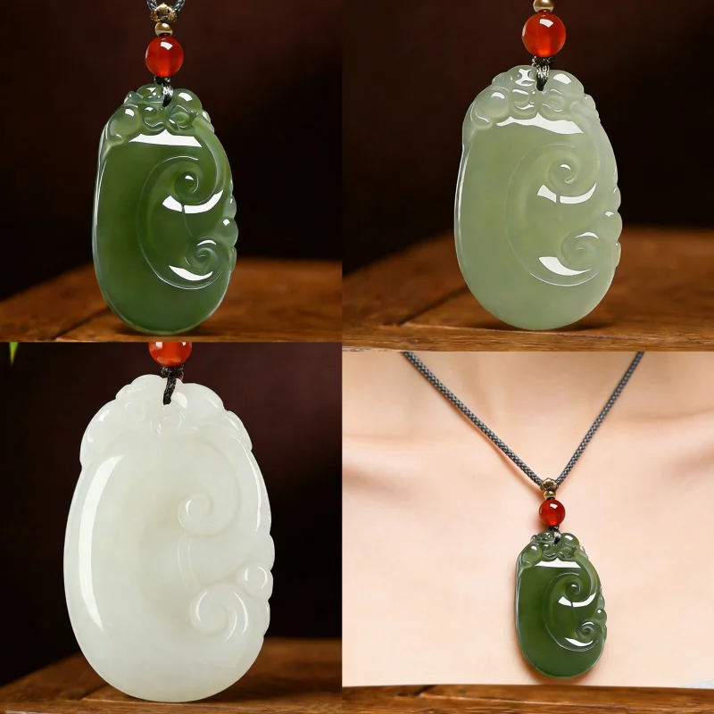 Hetian Lake Green Eternal Happiness Pendant Necklace, Jade Amulet Good Fortune and Peace, Jadeite Ornament
Hetian Lake Green Eternal Happiness Pendant Necklace, Jade Amulet Good Fortune and Peace, Jadeite Ornament