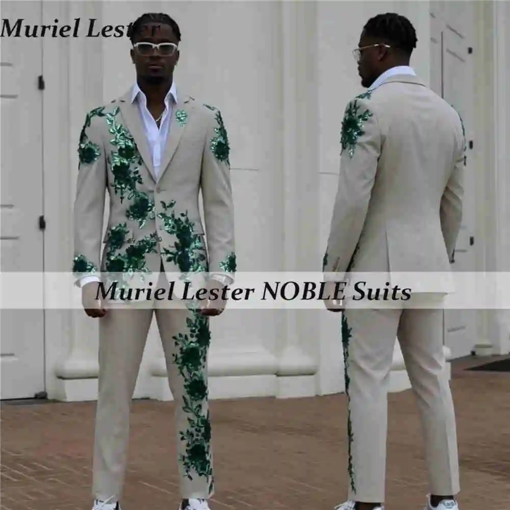 Elegant Tuxedo Men Suit Slim Fit Sparkly Sequins Appliques Groom Prom Blazers Customized 2 Piece Sets Wedding Attire Ropa Hombre
Elegant Tuxedo Men Suit Slim Fit Sparkly Sequins Appliques Groom Prom Blazers Customized 2 Piece Sets Wedding Attire Ropa Hombre