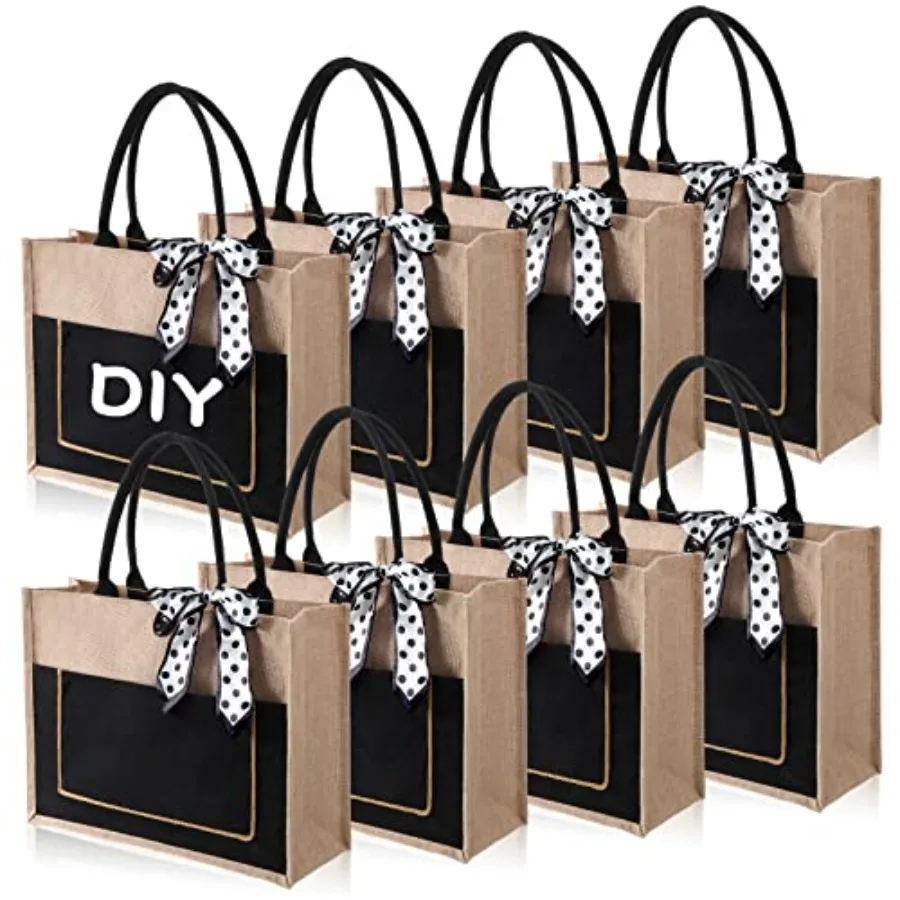 8 Pcs Large Burlap Tote Bags with Handles Jute Bridesmaid Gift Tote with Ribbons and Front Pocket 16.54 x 12.6 x 5.51 Inches Bl
8 Pcs Large Burlap Tote Bags with Handles Jute Bridesmaid Gift Tote with Ribbons and Front Pocket 16.54 x 12.6 x 5.51 Inches Bl