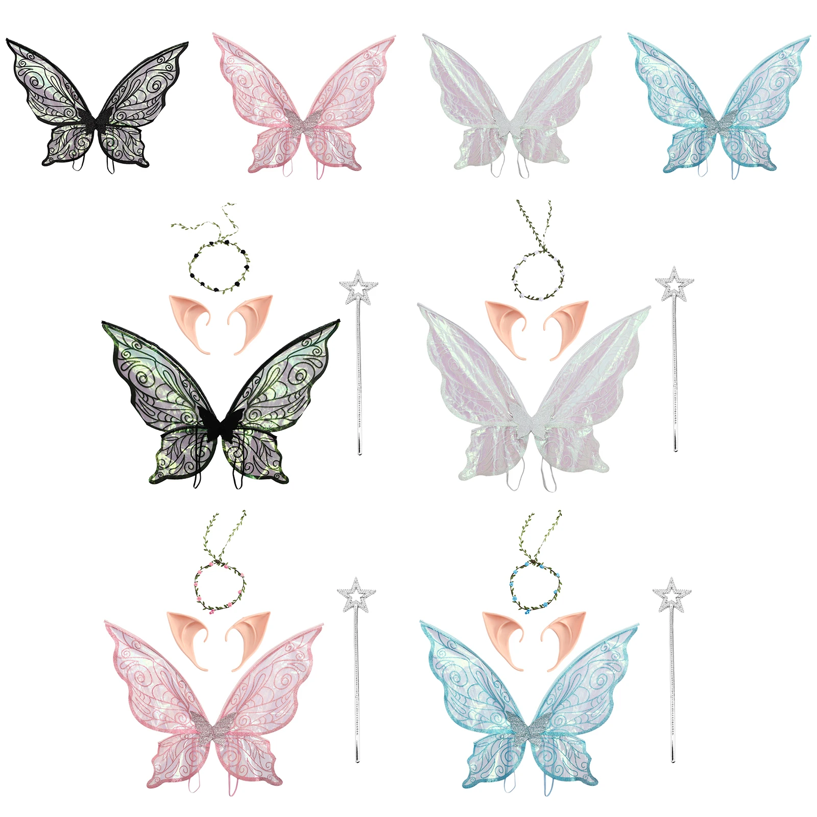 Fairy Wings For Women Girls Butterfly Wing with Elf Ears Fairy Stick Garland Sparkle Princess Angel Wing Halloween Carnival Prop
Fairy Wings For Women Girls Butterfly Wing with Elf Ears Fairy Stick Garland Sparkle Princess Angel Wing Halloween Carnival Prop