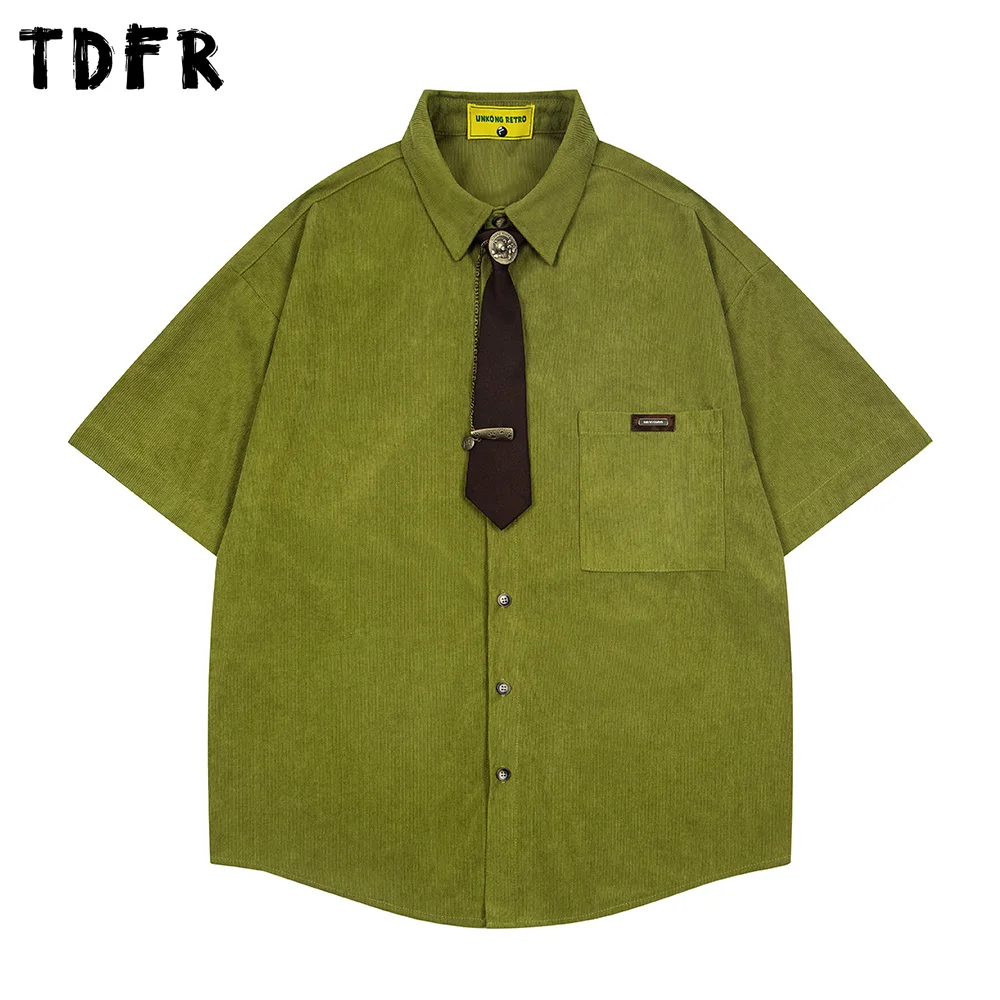 Pocket Corduroy Short Sleeve Shirts Mens Summer Retro Casual Loose Lapel Half-Sleeve Single Breasted Curved Hem Shirts Man
Pocket Corduroy Short Sleeve Shirts Mens Summer Retro Casual Loose Lapel Half-Sleeve Single Breasted Curved Hem Shirts Man