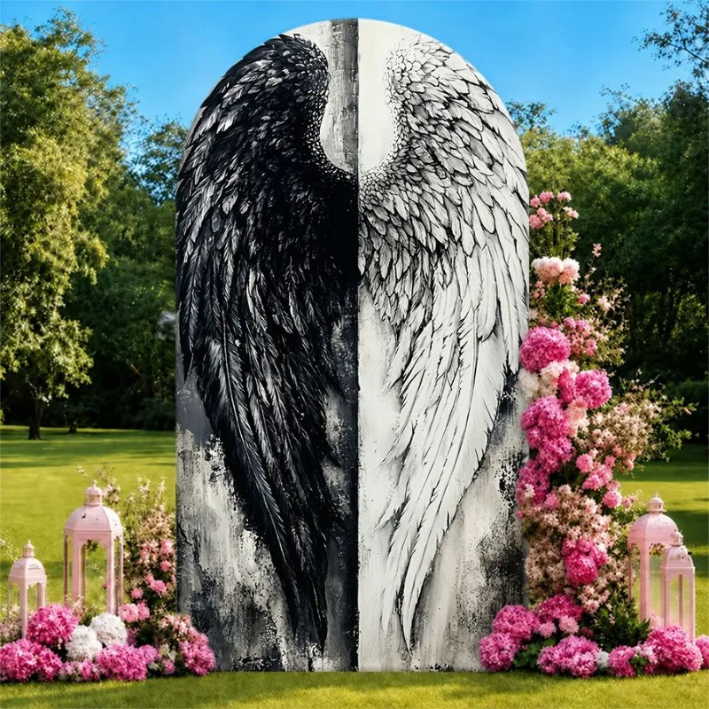 Single Side Arch Backdrop Cover Elegant Black and White Dual Angel Wing Background Cloth for Wedding or Formal Party Decor
Single Side Arch Backdrop Cover Elegant Black and White Dual Angel Wing Background Cloth for Wedding or Formal Party Decor