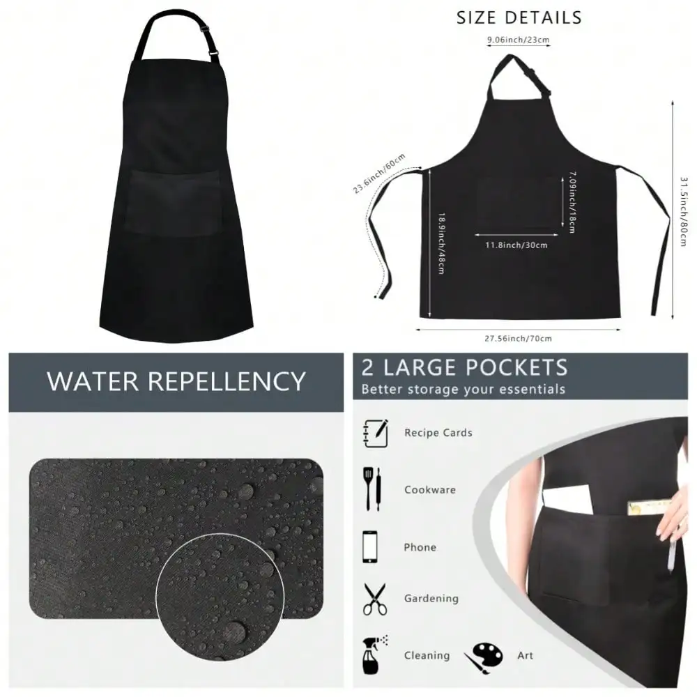 Adjustable Black Bib Apron With 2 Pockets For Cooking Baking Unisex Kitchen Waist Apron
Adjustable Black Bib Apron With 2 Pockets For Cooking Baking Unisex Kitchen Waist Apron