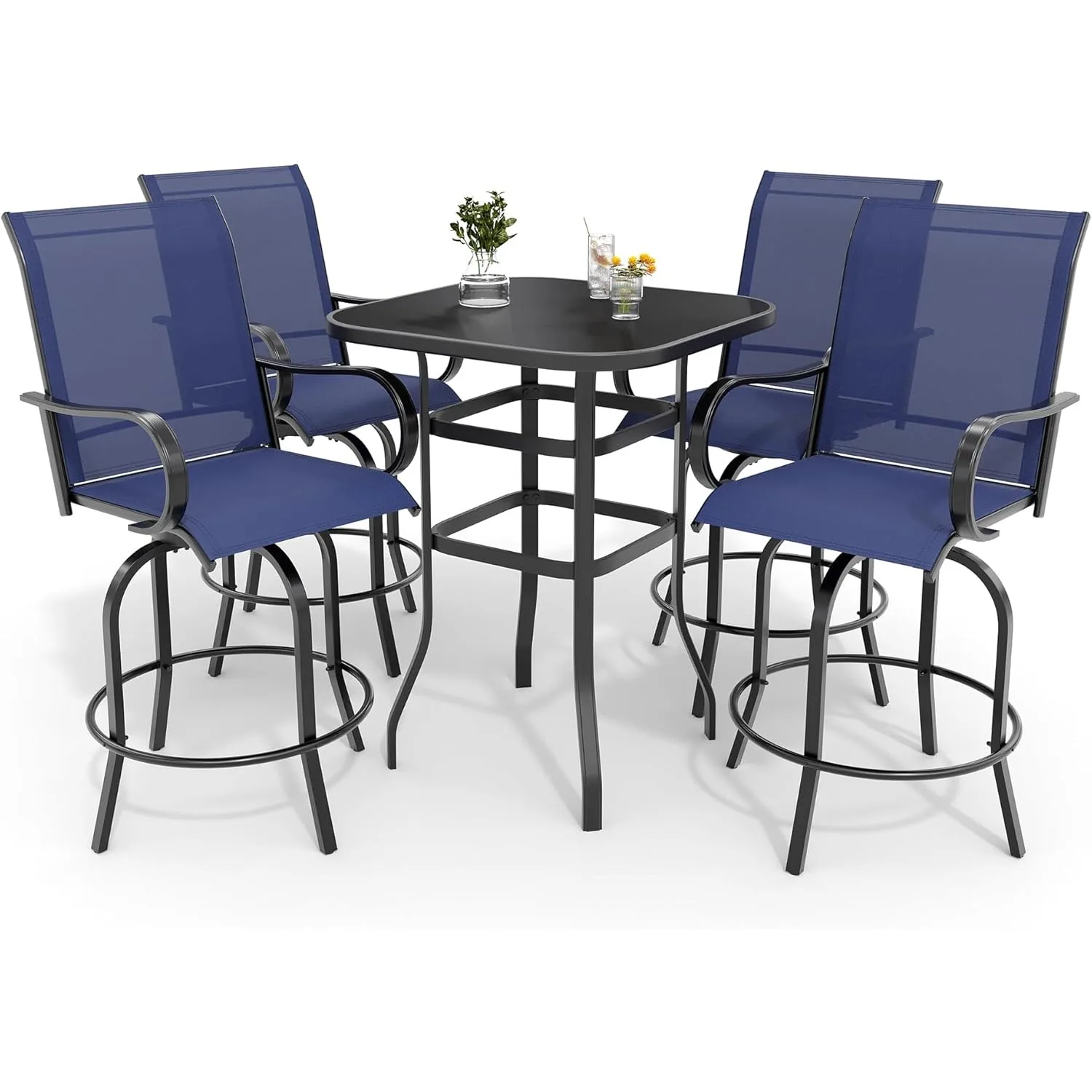 5PCS Outdoor Bar Set with Outdoor Bistro Table and Chairs 4PCS, Bar Height Outdoor Dining Set, All Weather Mental, Customized
5PCS Outdoor Bar Set with Outdoor Bistro Table and Chairs 4PCS, Bar Height Outdoor Dining Set, All Weather Mental, Customized