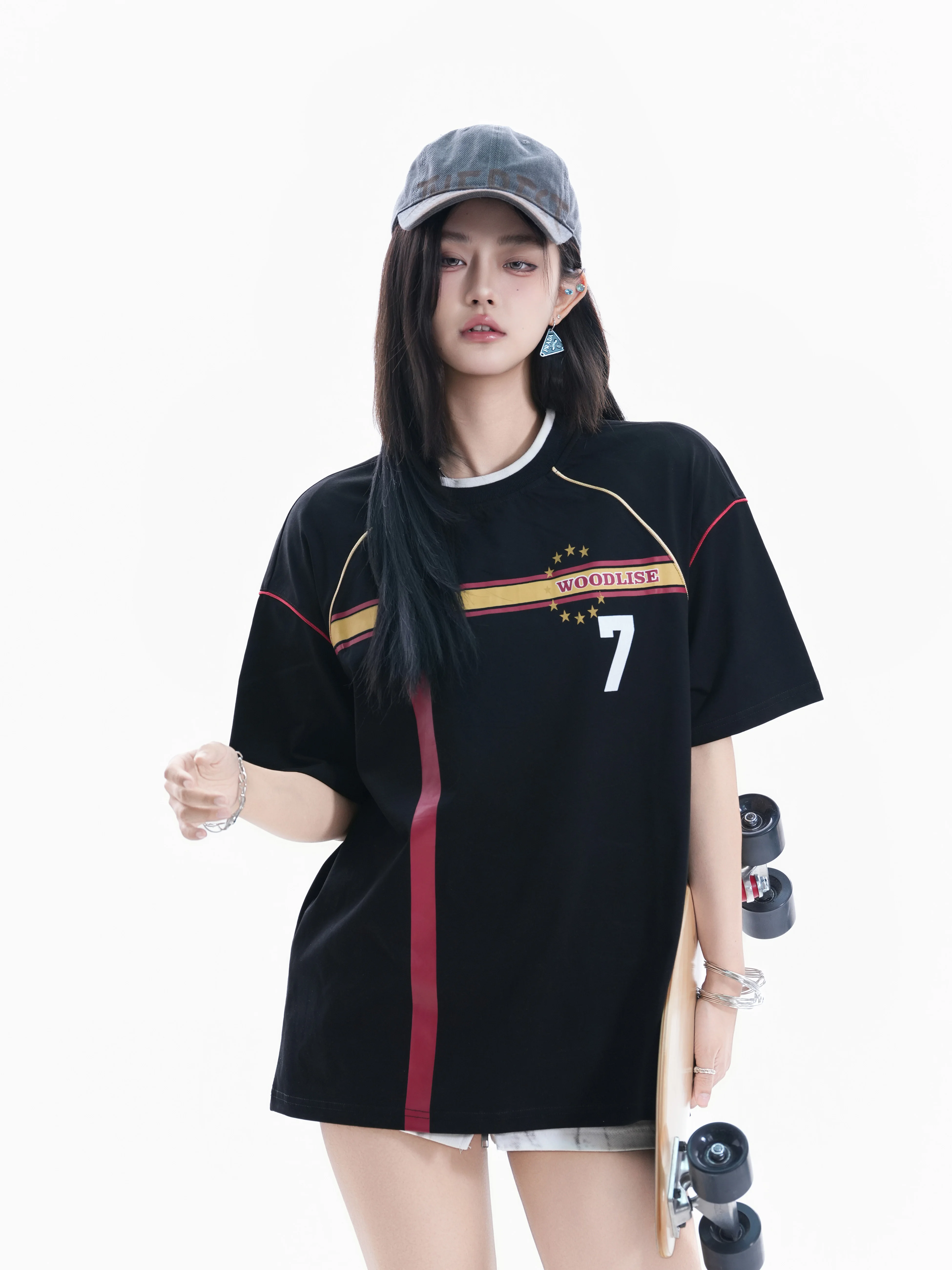 Retro American Style Striped Loose Fit Short Sleeve T-Shirt for Women Sporty Couple Top Cotton round Neck Casual Wear
Retro American Style Striped Loose Fit Short Sleeve T-Shirt for Women Sporty Couple Top Cotton round Neck Casual Wear