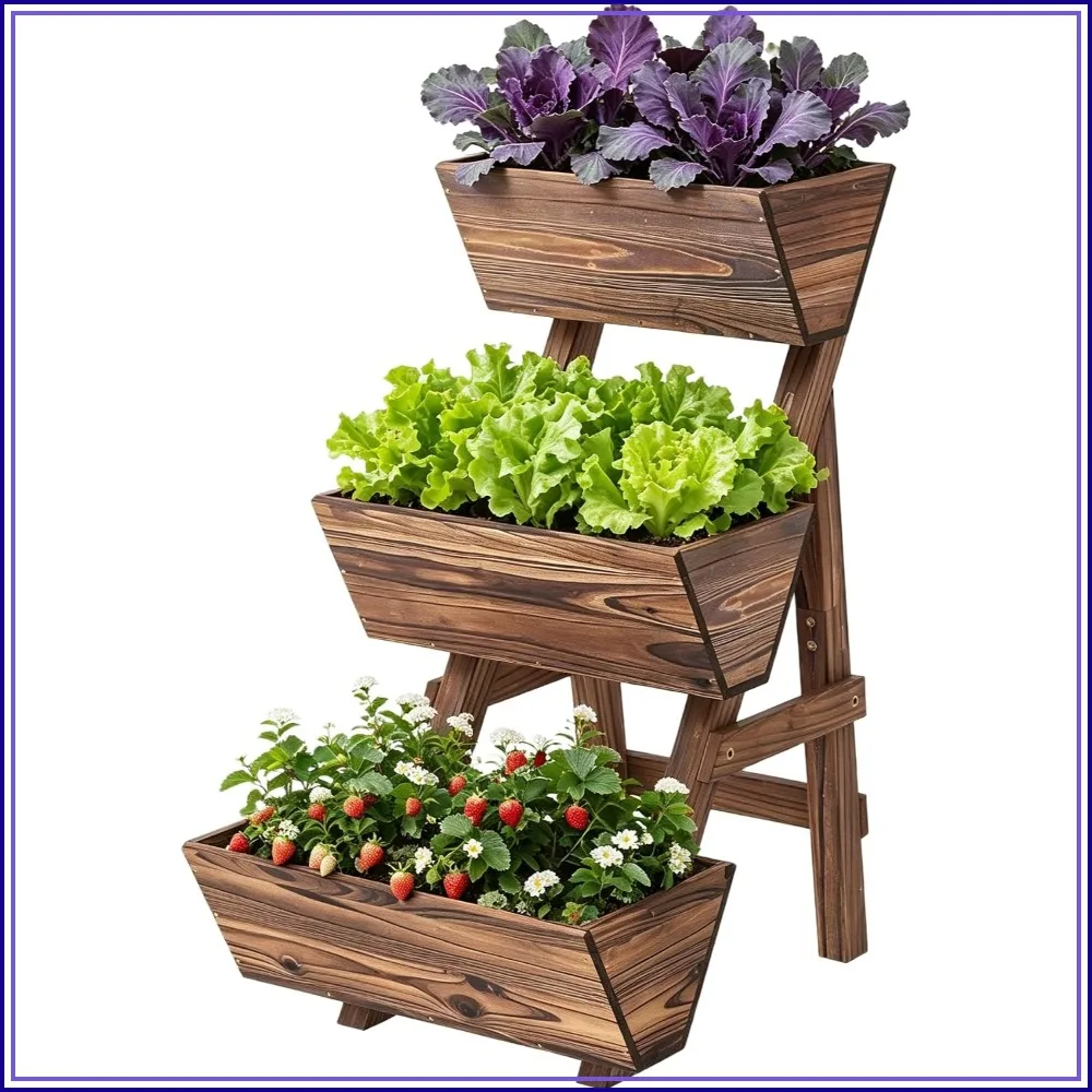 3-Tier Wooden Raised Garden Bed Planter Box for Patio, Balcony, Freestanding (Carbonized)
3-Tier Wooden Raised Garden Bed Planter Box for Patio, Balcony, Freestanding (Carbonized)