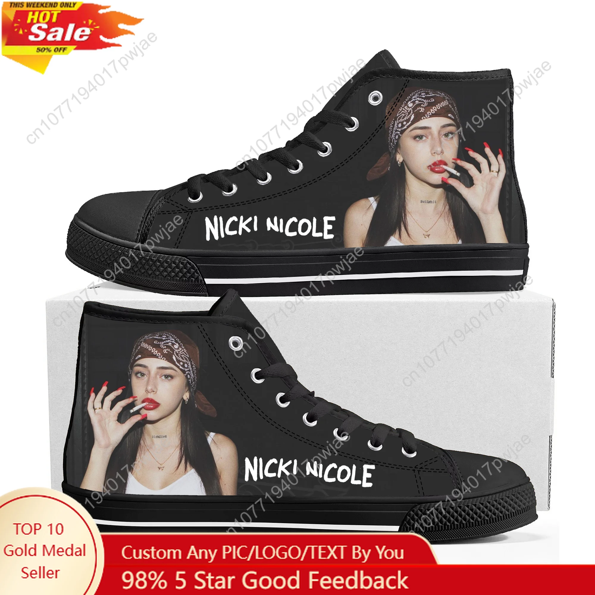 Nicki Nicole Hip hop rapper High Top Sneakers Mens Womens Lightweight Canvas Sneaker Ghana Hiking Casual Custom Shoes
Nicki Nicole Hip hop rapper High Top Sneakers Mens Womens Lightweight Canvas Sneaker Ghana Hiking Casual Custom Shoes