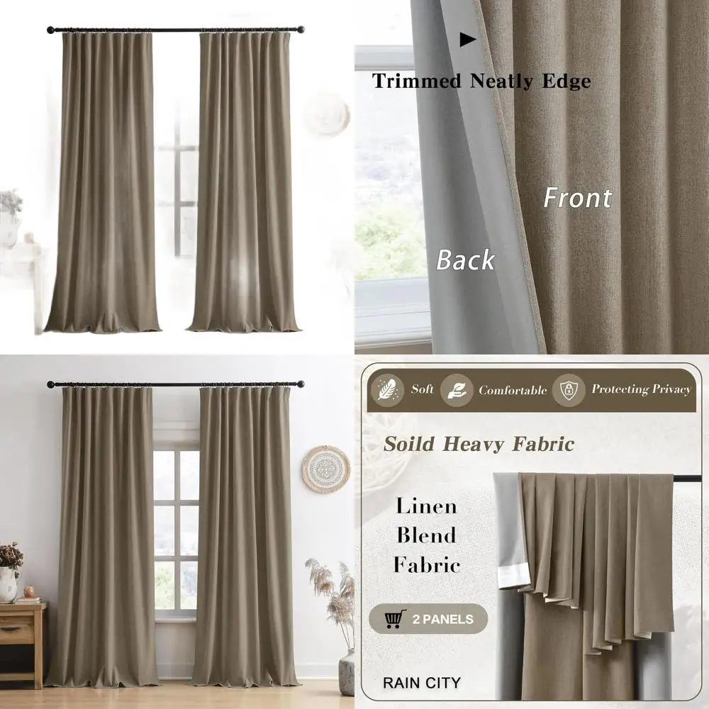 Linen Blend 9ft Blackout Curtains, 108 Length, Pleated Back Tab Style for Living Room with Hooks
Linen Blend 9ft Blackout Curtains, 108 Length, Pleated Back Tab Style for Living Room with Hooks