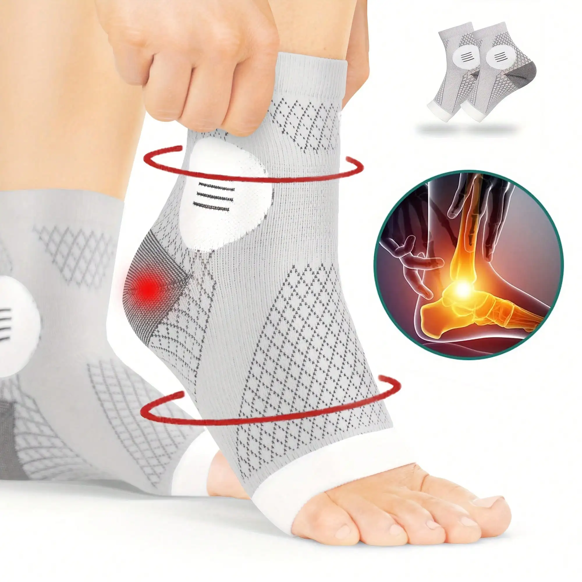 1 Pair Of High-Quality Ankle Compression Socks, Arch And Ankle Support Pressure Foot Sleeves, Open-Toe Design Socks, Elastic Foot Braces Suitable For Daily Wear And Outdoor Activities, Ideal For Holiday Gifts. Mother's Day, Couples' Day, Labor Day
1 Pair Of High-Quality Ankle Compression Socks, Arch And Ankle Support Pressure Foot Sleeves, Open-Toe Design Socks, Elastic Foot Braces Suitable For Daily Wear And Outdoor Activities, Ideal For Holiday Gifts. Mother's Day, Couples' Day, Labor Day
