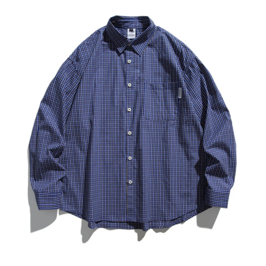 Vintage Blue Plaid Shirts Mens Streetwear Harajuku Long Sleeve Shirt for Men Oversized Loose Casual Cotton Cargo Blouse Coats
Vintage Blue Plaid Shirts Mens Streetwear Harajuku Long Sleeve Shirt for Men Oversized Loose Casual Cotton Cargo Blouse Coats