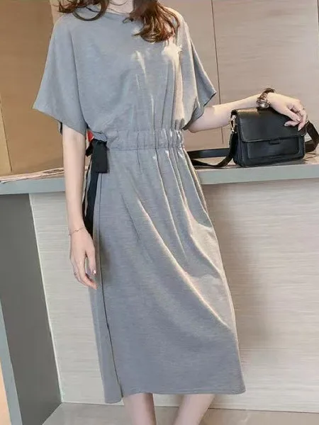 Korean Style Summer Loose plus Size Wrap Waist Slimming Belly Covering Knee-Length Dress Polyester Short Sleeve round Neck
Korean Style Summer Loose plus Size Wrap Waist Slimming Belly Covering Knee-Length Dress Polyester Short Sleeve round Neck