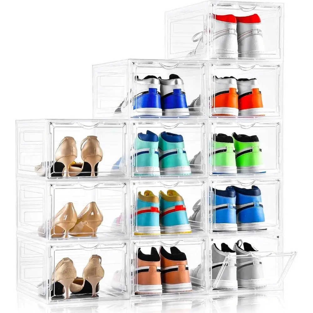 Extra Large Clear Plastic Shoe Organizers, 12-Pack, Stackable Shoe Boxes with Clear Door, US Size 12
Extra Large Clear Plastic Shoe Organizers, 12-Pack, Stackable Shoe Boxes with Clear Door, US Size 12