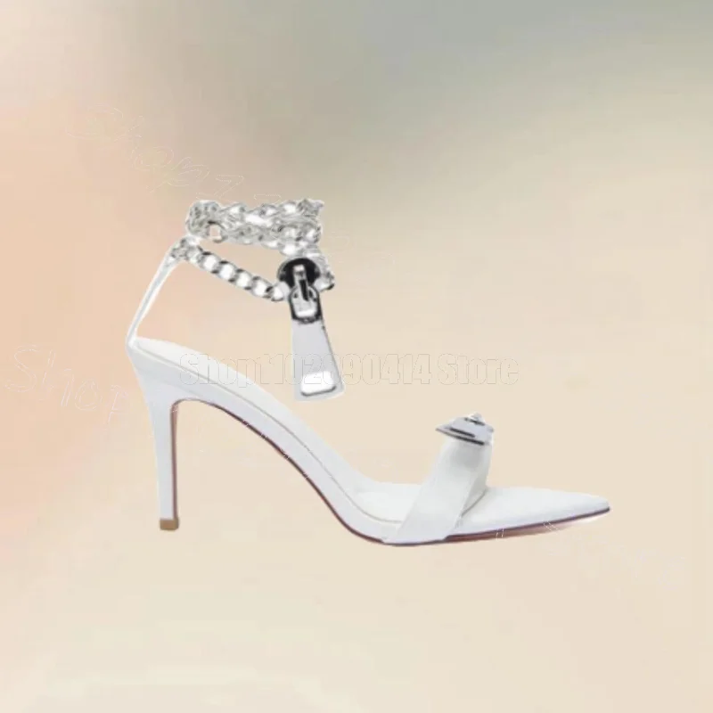 Metal Zipper Design White Open Toe Sandals Buckle Strap Women Shoes Thin High Heels Novel Party Dating 2025 Zapatos Para Mujere
Metal Zipper Design White Open Toe Sandals Buckle Strap Women Shoes Thin High Heels Novel Party Dating 2025 Zapatos Para Mujere