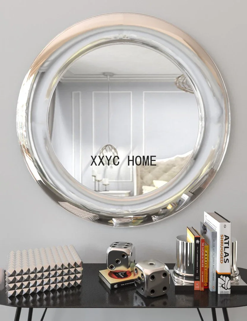 Modern Light Luxury Hallway round Wall Hanging Decorative Mirror Electroplating Silver Makeup Bathroom Mirror
Modern Light Luxury Hallway round Wall Hanging Decorative Mirror Electroplating Silver Makeup Bathroom Mirror