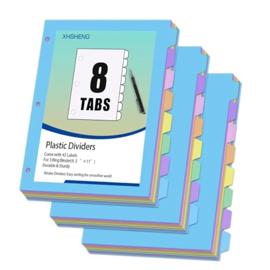 4Pcs/ Binder Dividers for Ring Binder, 8 Tab Plastic Dividers with Tabs, Color File Dividers, Notebook Dividers for School, Off
4Pcs/ Binder Dividers for Ring Binder, 8 Tab Plastic Dividers with Tabs, Color File Dividers, Notebook Dividers for School, Off