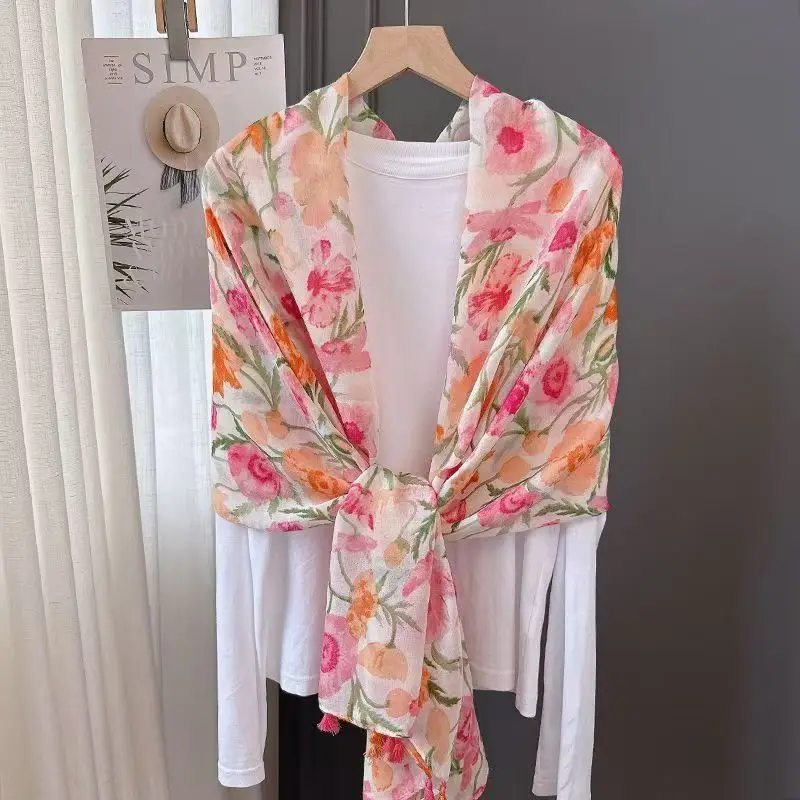 Women Bohemian Floral Print Cotton Linen Scarf Soft Lightweight Shawl Wrap Beach Cover Up Spring Summer Travel Sunscreen Scarves
Women Bohemian Floral Print Cotton Linen Scarf Soft Lightweight Shawl Wrap Beach Cover Up Spring Summer Travel Sunscreen Scarves