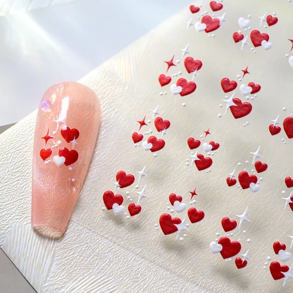 1pc 5D Red Heart and Starburst Nail Stickers Valentine'S Day Hearts & Stars Nail Decals Romantic Manicure Accessories Decoration
1pc 5D Red Heart and Starburst Nail Stickers Valentine'S Day Hearts & Stars Nail Decals Romantic Manicure Accessories Decoration