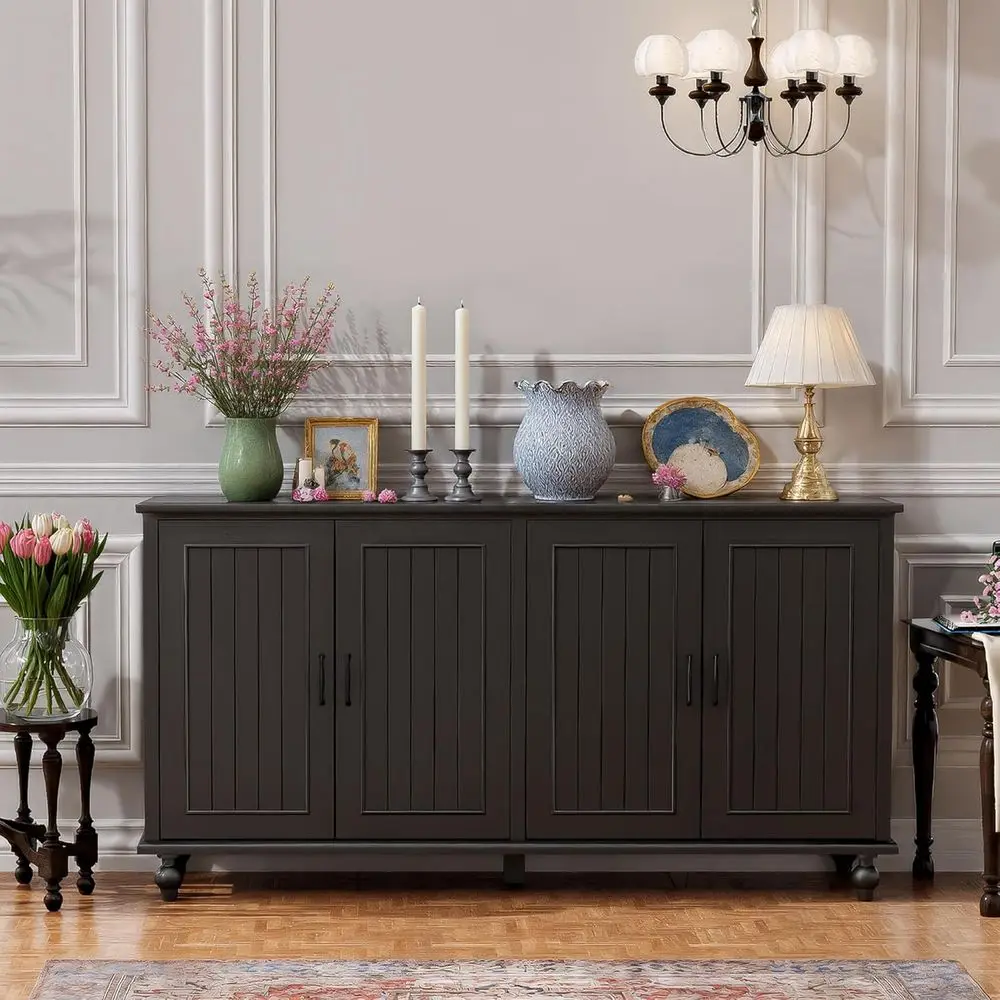 62-дюймовый черный барный шкаф для кофе с местом для хранения для кухни, фуршетной, столовой и гостиной
62-дюймовый черный барный шкаф для кофе с местом для хранения для кухни, фуршетной, столовой и гостиной