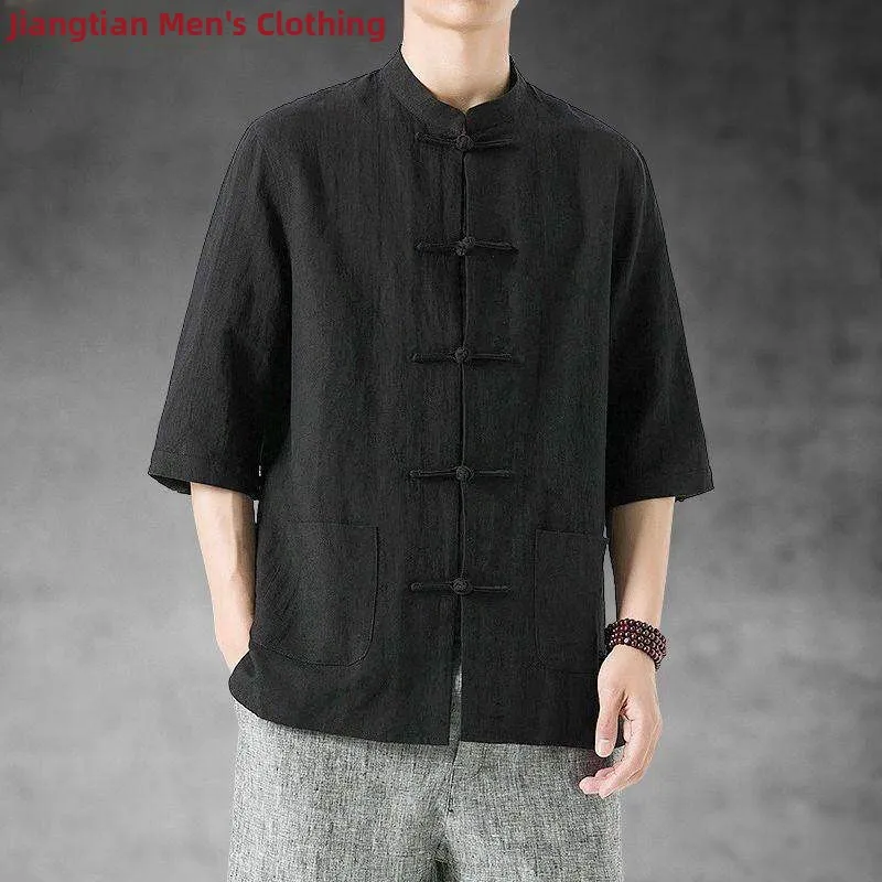 Linen Cotton Half Sleeve Tang Suit Shirt Vintage Short Sleeve Open Cardigan Monastic Service Tea Picking Costume Autumn Wear
Linen Cotton Half Sleeve Tang Suit Shirt Vintage Short Sleeve Open Cardigan Monastic Service Tea Picking Costume Autumn Wear