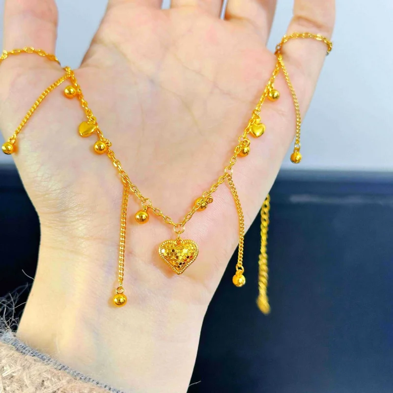 100% Real 24K Gold Crushed Ice Heart Tassel Necklace, Light Luxury Niche Design Elegant Women'S Chain
100% Real 24K Gold Crushed Ice Heart Tassel Necklace, Light Luxury Niche Design Elegant Women'S Chain