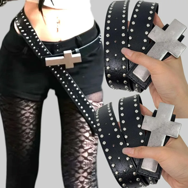 Vintage Punk Studded Cross Belt Women Men Subculture Board Buckle PU Leather Belt for Jeans Pants Rock Waistband Waist Belt
Vintage Punk Studded Cross Belt Women Men Subculture Board Buckle PU Leather Belt for Jeans Pants Rock Waistband Waist Belt
