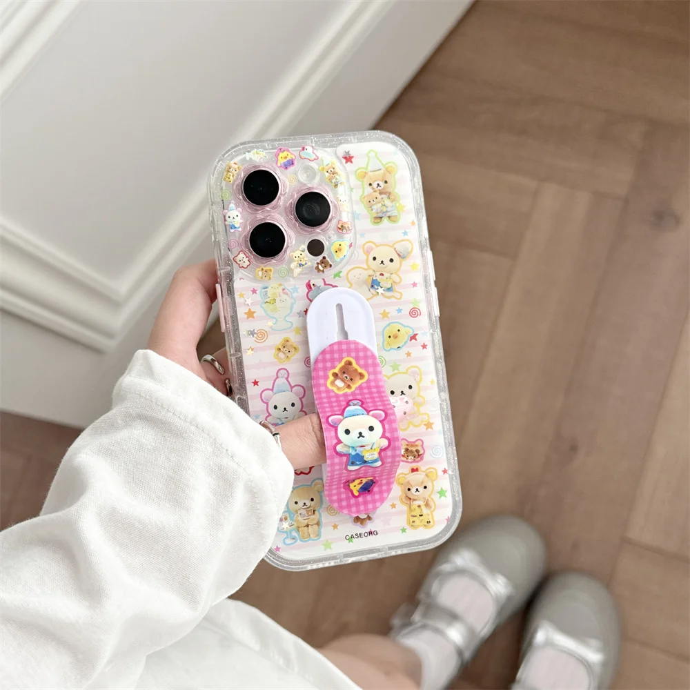 Cute Striped Star Bear Phone Case Shockproof Case for iPhone 13 14 15 16 Pro Max Cover New Rilakkuma Anti-fall Protective Cover 
Cute Striped Star Bear Phone Case Shockproof Case for iPhone 13 14 15 16 Pro Max Cover New Rilakkuma Anti-fall Protective Cover