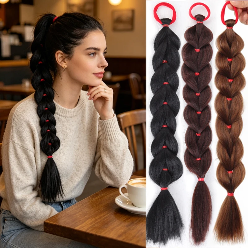 Synthetic Ponytail Hair Extensions Women Long Ponytail Braids With Rubber Bands Heat resistant Hairpieces Braided Ponytail
Synthetic Ponytail Hair Extensions Women Long Ponytail Braids With Rubber Bands Heat resistant Hairpieces Braided Ponytail