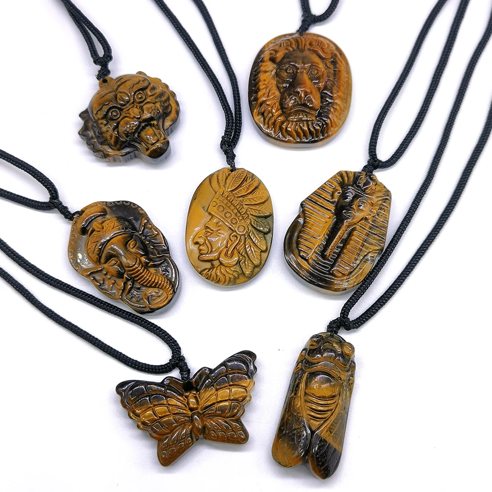 Natural AAA Tiger Eye Stone Pendant Amulet Rope Necklace for Women Men Lion Egypt Pharaoh Insect Elephant Shape Lucky Jewelry
Natural AAA Tiger Eye Stone Pendant Amulet Rope Necklace for Women Men Lion Egypt Pharaoh Insect Elephant Shape Lucky Jewelry