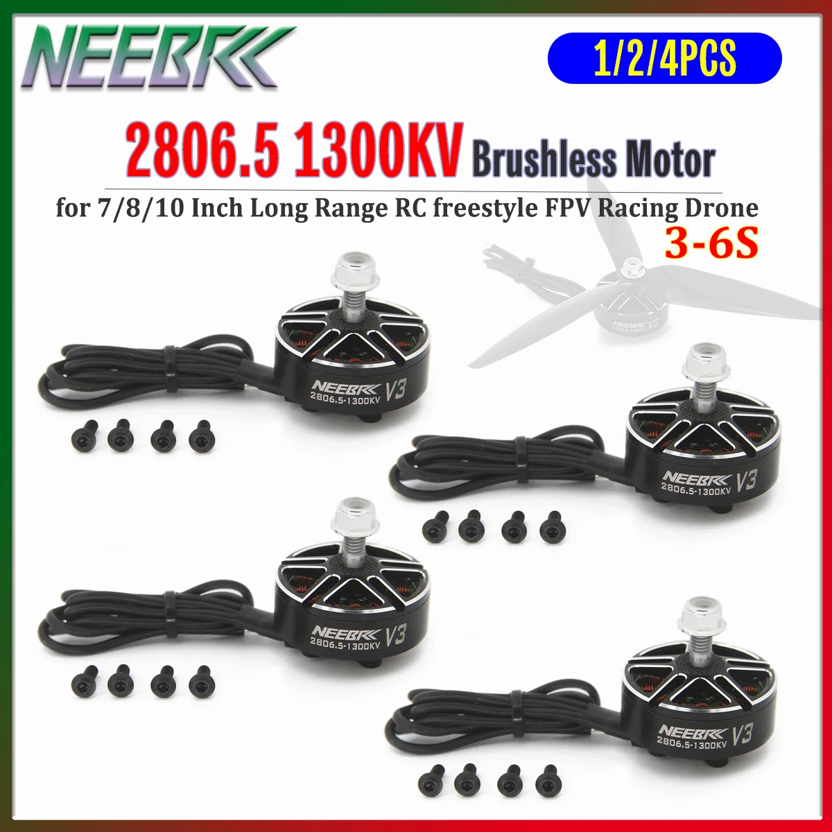 NEEBRC 2806.5 1300KV V3 Outrunner Brushless Motor 3-6S for 7/8/10inch Long Range RC Freestyle FPV Racing Drone Plane DIY Parts
NEEBRC 2806.5 1300KV V3 Outrunner Brushless Motor 3-6S for 7/8/10inch Long Range RC Freestyle FPV Racing Drone Plane DIY Parts