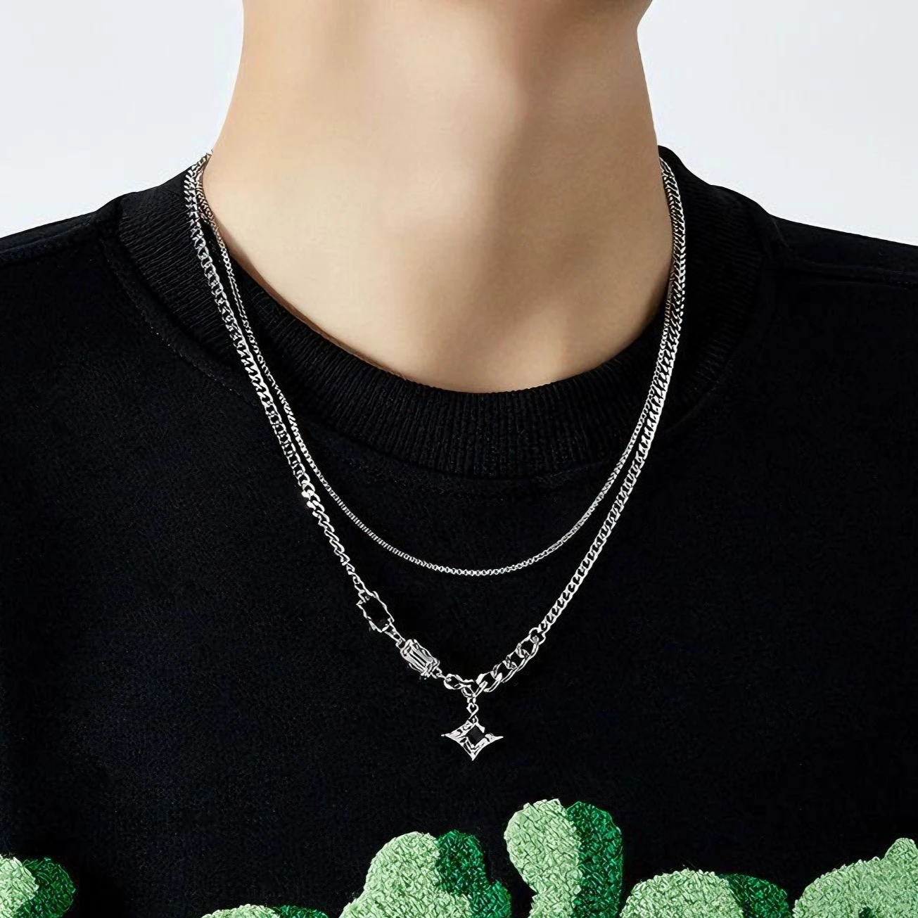Mangxing double-layer necklace men's sweater chain niche design hip-hop style couple collarbone chain
Mangxing double-layer necklace men's sweater chain niche design hip-hop style couple collarbone chain