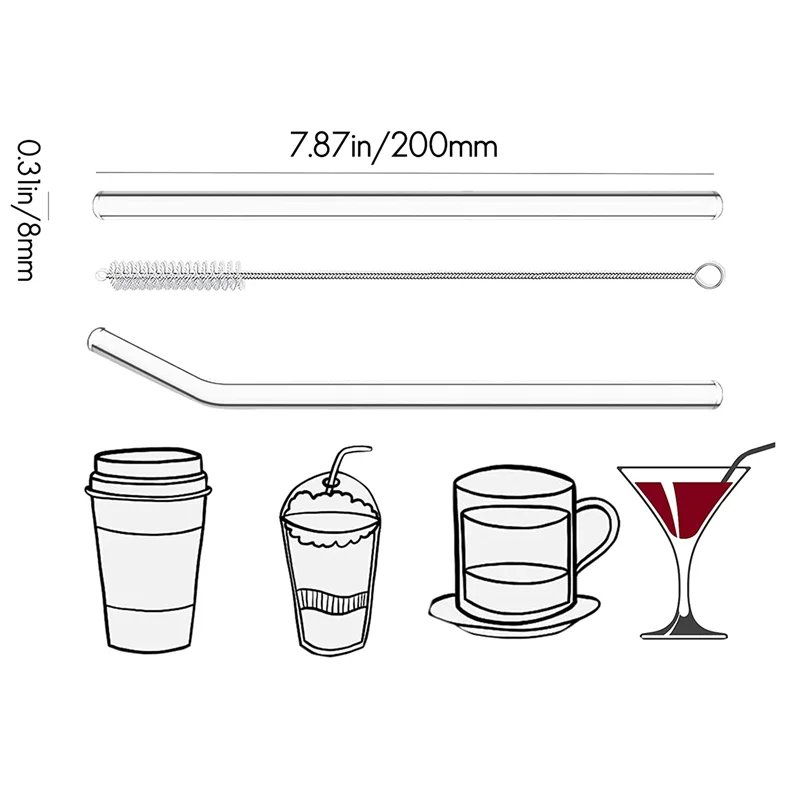 Y50A-72PC Reusable Clear Glass Straws Shatter Resistant Glass Drinking Straw 36 Straight And 36 Bent With 24 Cleaning Brushes
Y50A-72PC Reusable Clear Glass Straws Shatter Resistant Glass Drinking Straw 36 Straight And 36 Bent With 24 Cleaning Brushes