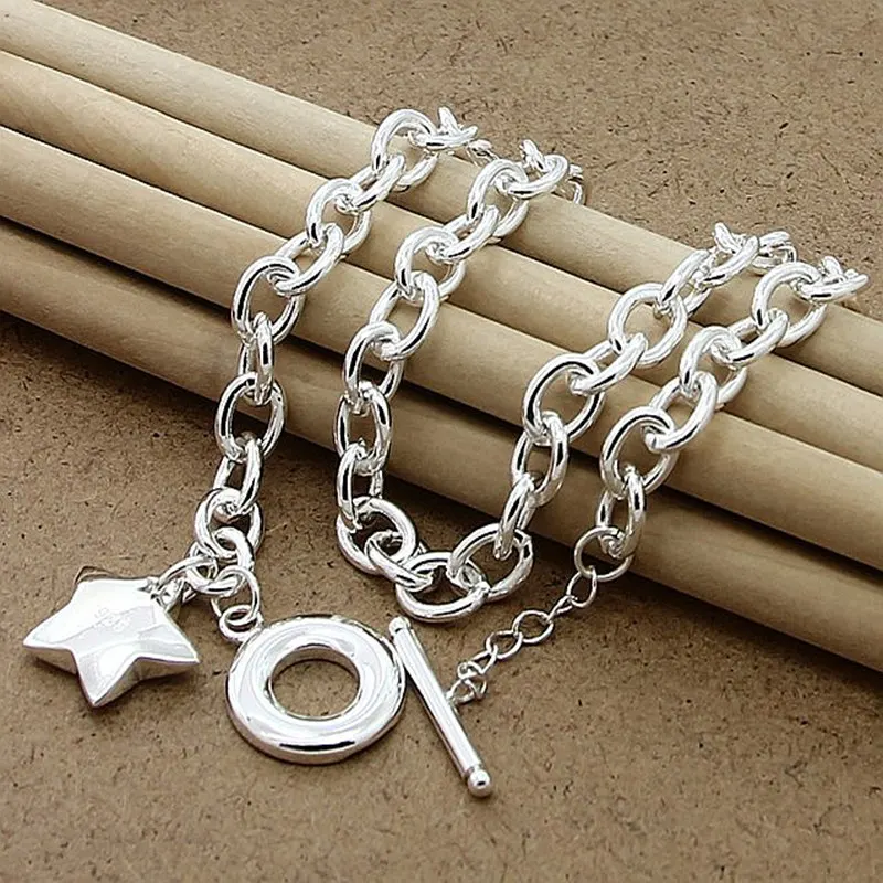 925 Sterling Silver Star Pendant 18 Inch Chain Necklace For Woman Wedding Engagement Fashion Jewelry
925 Sterling Silver Star Pendant 18 Inch Chain Necklace For Woman Wedding Engagement Fashion Jewelry