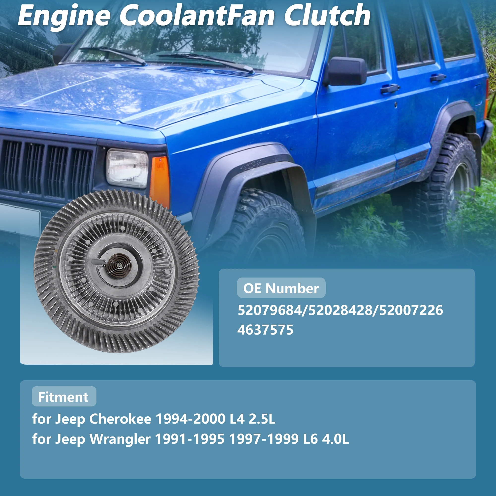 Муфта вентилятора охлаждения двигателя UXCELL для Jeep Cherokee 1994-2000 No 52079684/52028428
Муфта вентилятора охлаждения двигателя UXCELL для Jeep Cherokee 1994-2000 No 52079684/52028428