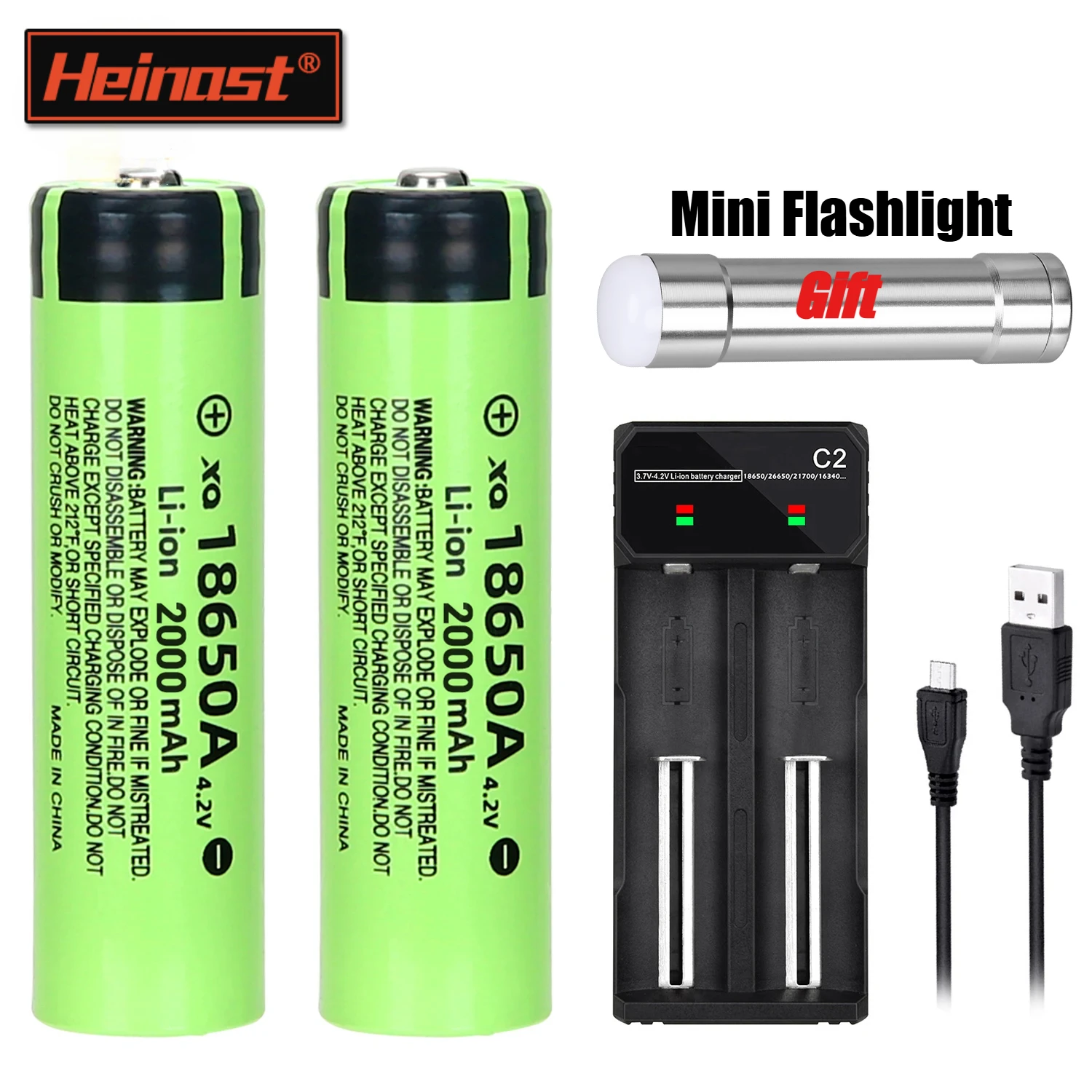 Rechargeable Lithium Battery 18650 High Quality 4.2V 2000mAh Capacity Battery for Flashlight Camera Replacement External Battery
Rechargeable Lithium Battery 18650 High Quality 4.2V 2000mAh Capacity Battery for Flashlight Camera Replacement External Battery