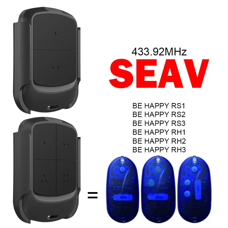 SEAV Remote Control Clone BE HAPPY RS2 RS3 RS1 RH 1 RH2 RH3 Garage Door Remote Control 433.92MHz Electric Door Opener
SEAV Remote Control Clone BE HAPPY RS2 RS3 RS1 RH 1 RH2 RH3 Garage Door Remote Control 433.92MHz Electric Door Opener