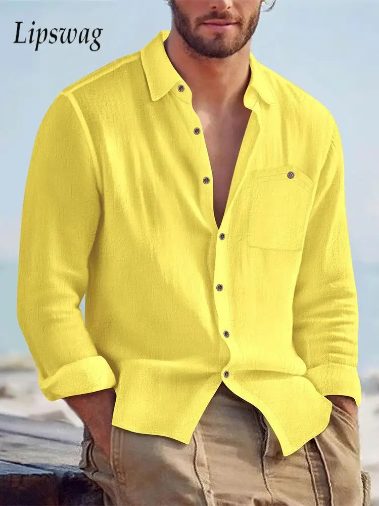 Повседневные мужские рубашки для пляжного отдыха, однотонные свободные дышащие льняные рубашки с длинным рукавом для мужчин, весенне-осенние модные кардиганы
Повседневные мужские рубашки для пляжного отдыха, однотонные свободные дышащие льняные рубашки с длинным рукавом для мужчин, весенне-осенние модные кардиганы