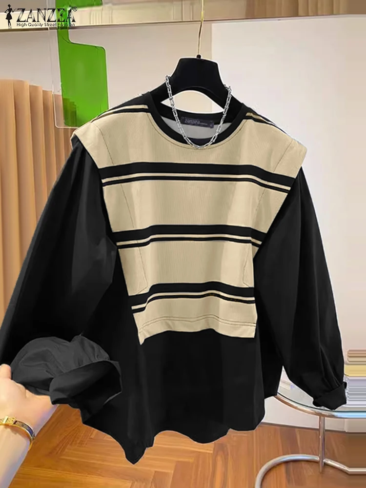 ZANZEA Casual Lantern Sleeves T-shirts Women's Loose 2025 Spring Street Fashion Tops Commute Striped Patchwork Crew Neck Blouses
ZANZEA Casual Lantern Sleeves T-shirts Women's Loose 2025 Spring Street Fashion Tops Commute Striped Patchwork Crew Neck Blouses