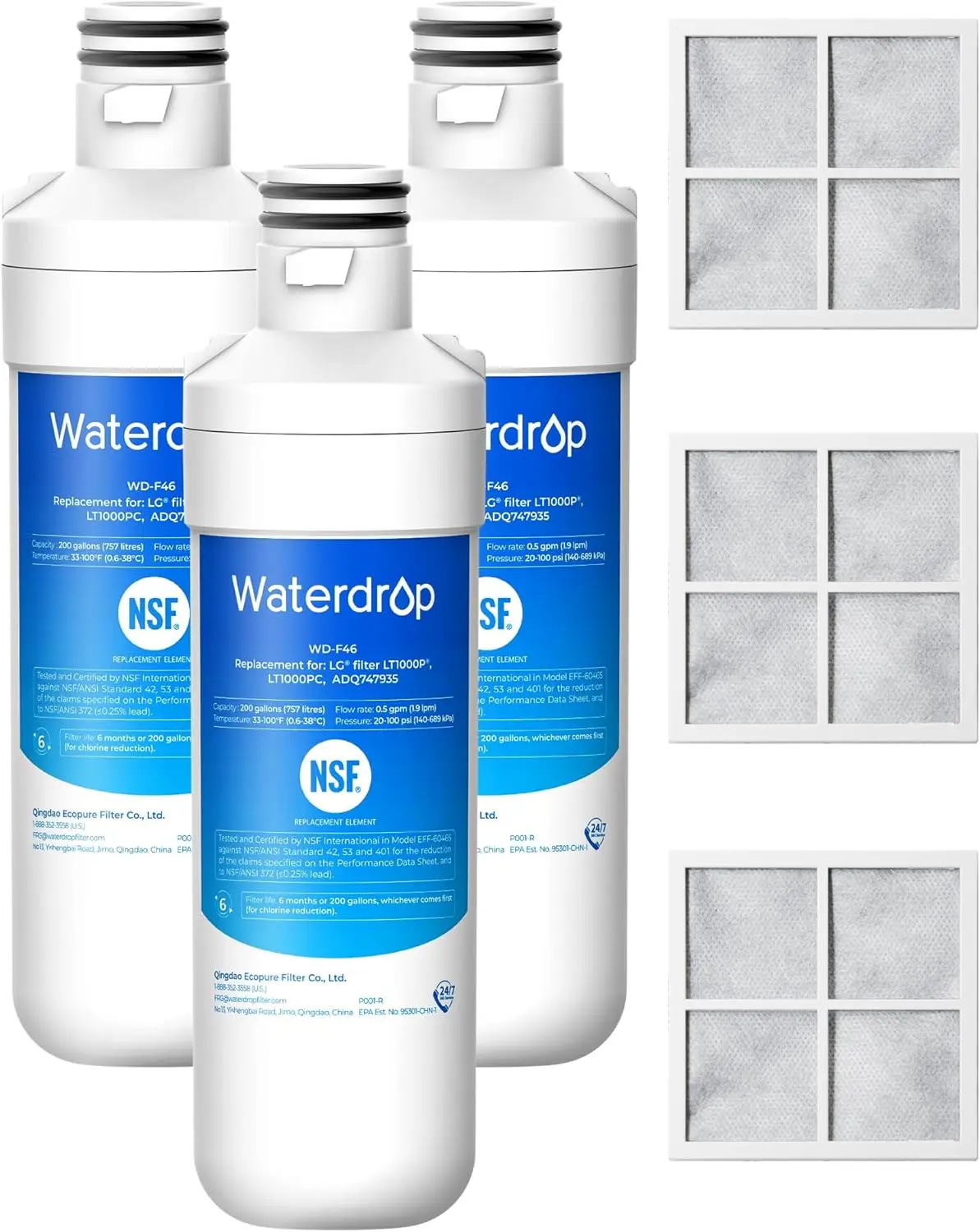 Сменный фильтр для воды Waterdrop ADQ747935 LT1000PC для холодильников, совместимый с моделями LG LFXS26973S, LMXS28626S, LMWS27626S
Сменный фильтр для воды Waterdrop ADQ747935 LT1000PC для холодильников, совместимый с моделями LG LFXS26973S, LMXS28626S, LMWS27626S