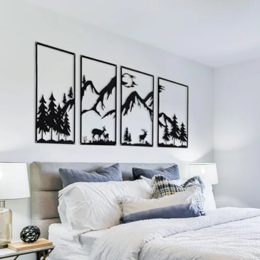 Four-in-One Metal Wall Art - 22.0" x 12.20" Each Panel - Mountain Deer Silhouette Wall Decor - Modern Rustic Forest Landscape f
Four-in-One Metal Wall Art - 22.0" x 12.20" Each Panel - Mountain Deer Silhouette Wall Decor - Modern Rustic Forest Landscape f