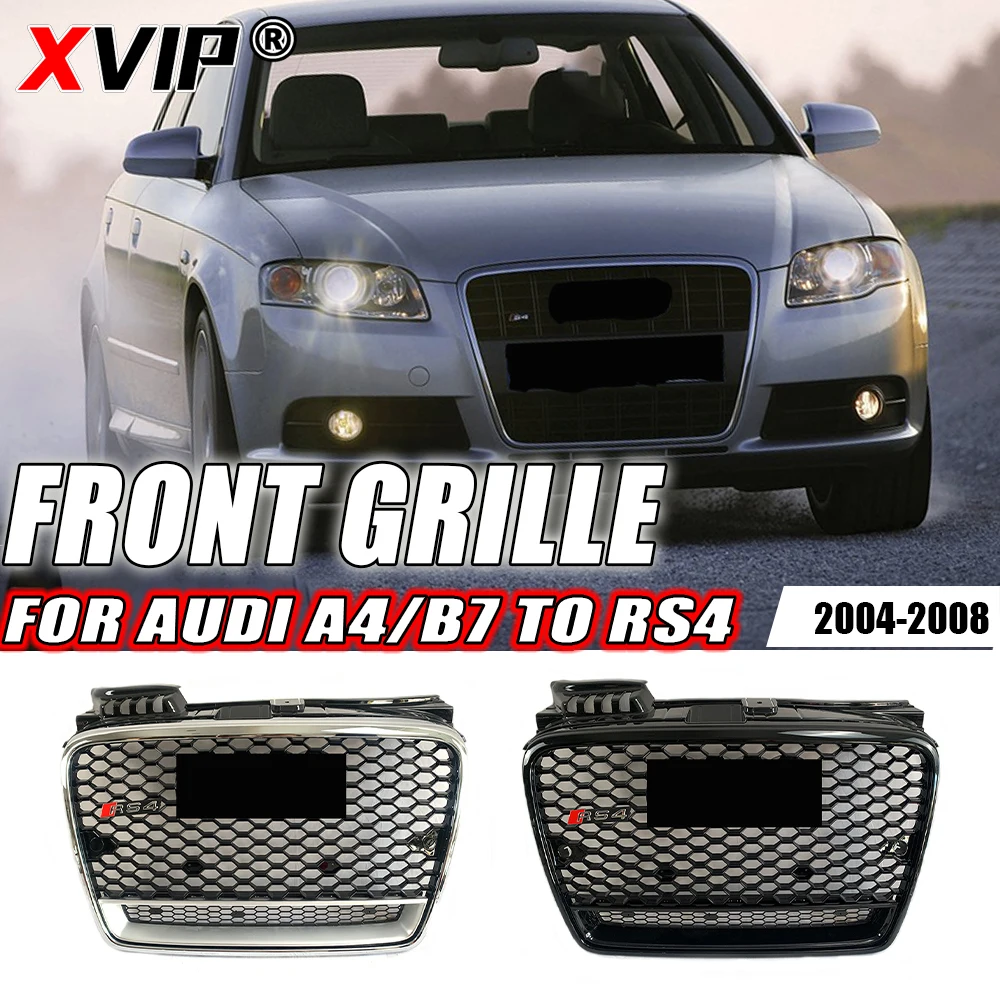 XVIP RS4 Style Front Chrome Silver And All Glossy Black Bumper Grille With Quattro Fit For Audi A4 B7 2004-2008 Upper Grille
XVIP RS4 Style Front Chrome Silver And All Glossy Black Bumper Grille With Quattro Fit For Audi A4 B7 2004-2008 Upper Grille